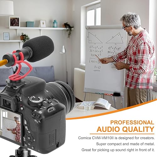 Miniatura 4 de comica Micrófono de cámara, CVM-VM10II Micrófono direccional Escopeta cardioide Videocámara Micrófono para Canon, Nikon, Fuji, Sony, Panasonic,