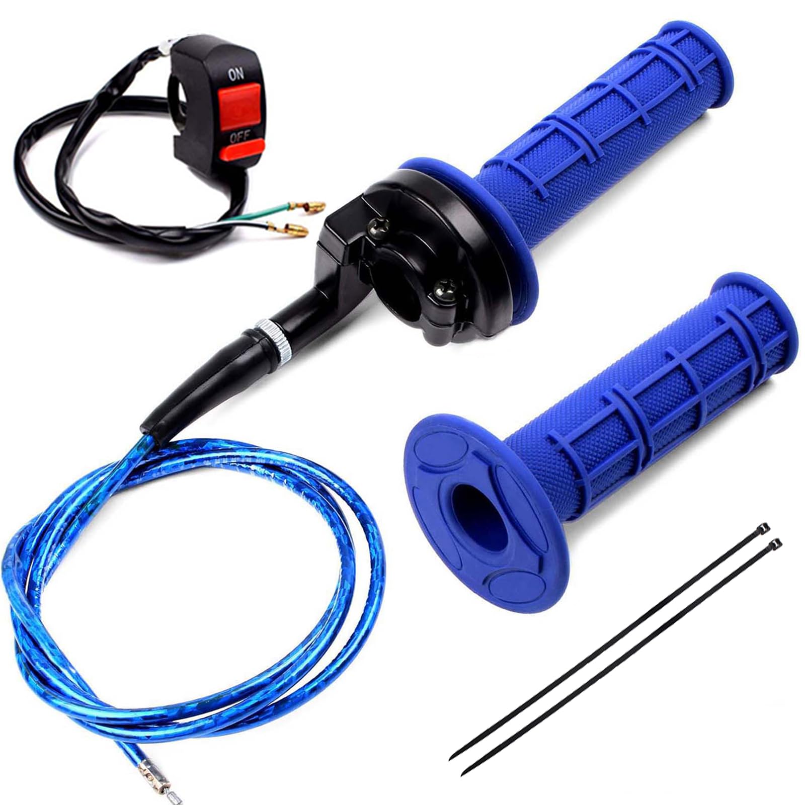7/8" 22mm Twist Throttle Accelerator Handle Grip and Cable Set for 50cc 90cc 110cc 125cc SSR Coolster Apollo CRF50 Pit Dirt Bike Mini Bike Pocket Bike(Blue)-image-6