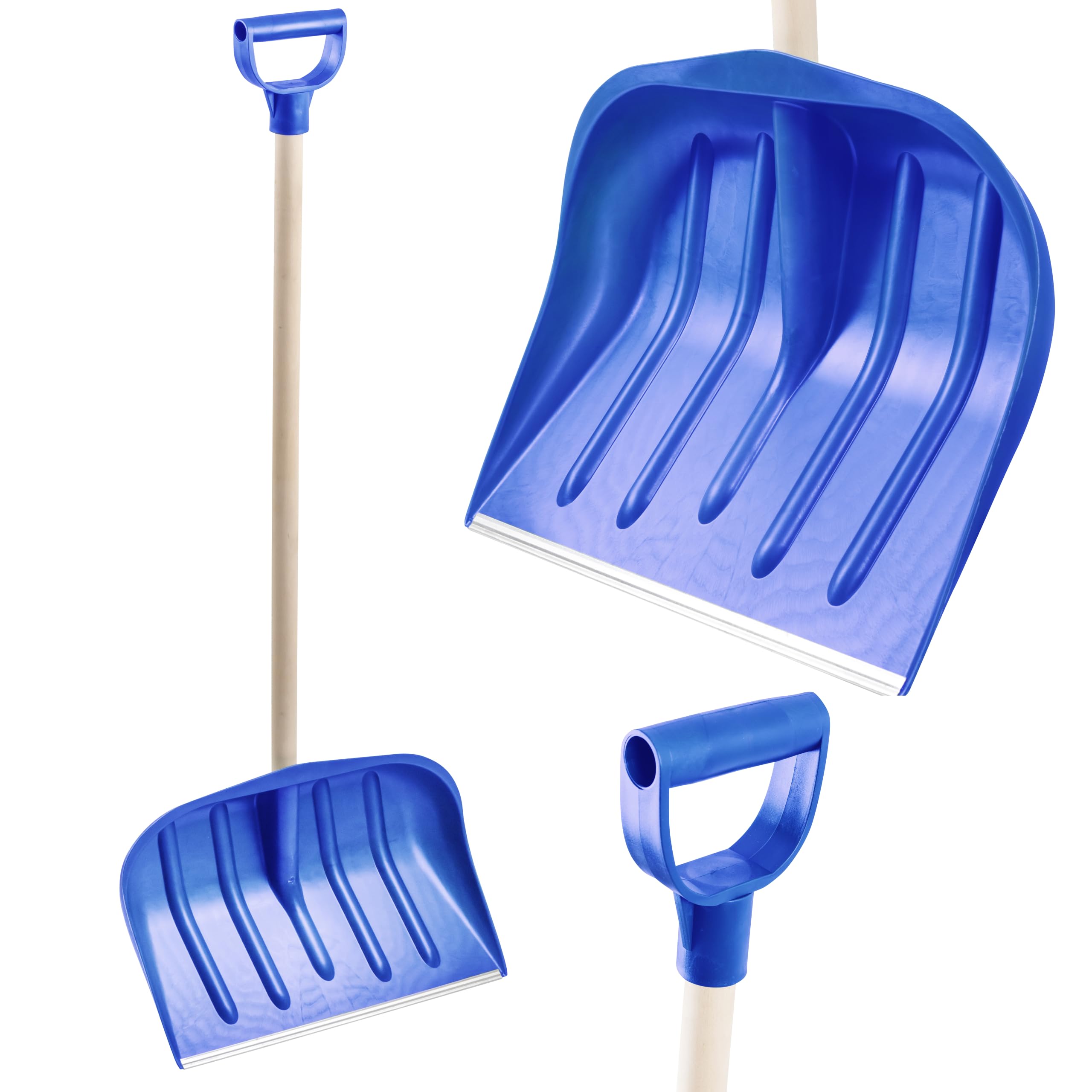 KB Tools Snow Shovel for Driveway – Heavy Duty Polypropylene Snow Shovels with Aluminium Handle – Wooden Handle Cordless Snow Shovel for Garden, Yard, Patio – Recycled Material – Made in EU