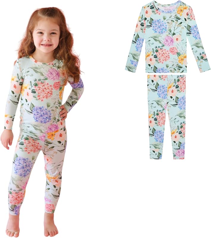 Posh Peanut Classic 2-Piece Girls Pajama Set - Kids Toddlers PJs | Classic Pajamas, Matching 2 Piece Set Long Sleeve and Pants Toddler Kids PJs