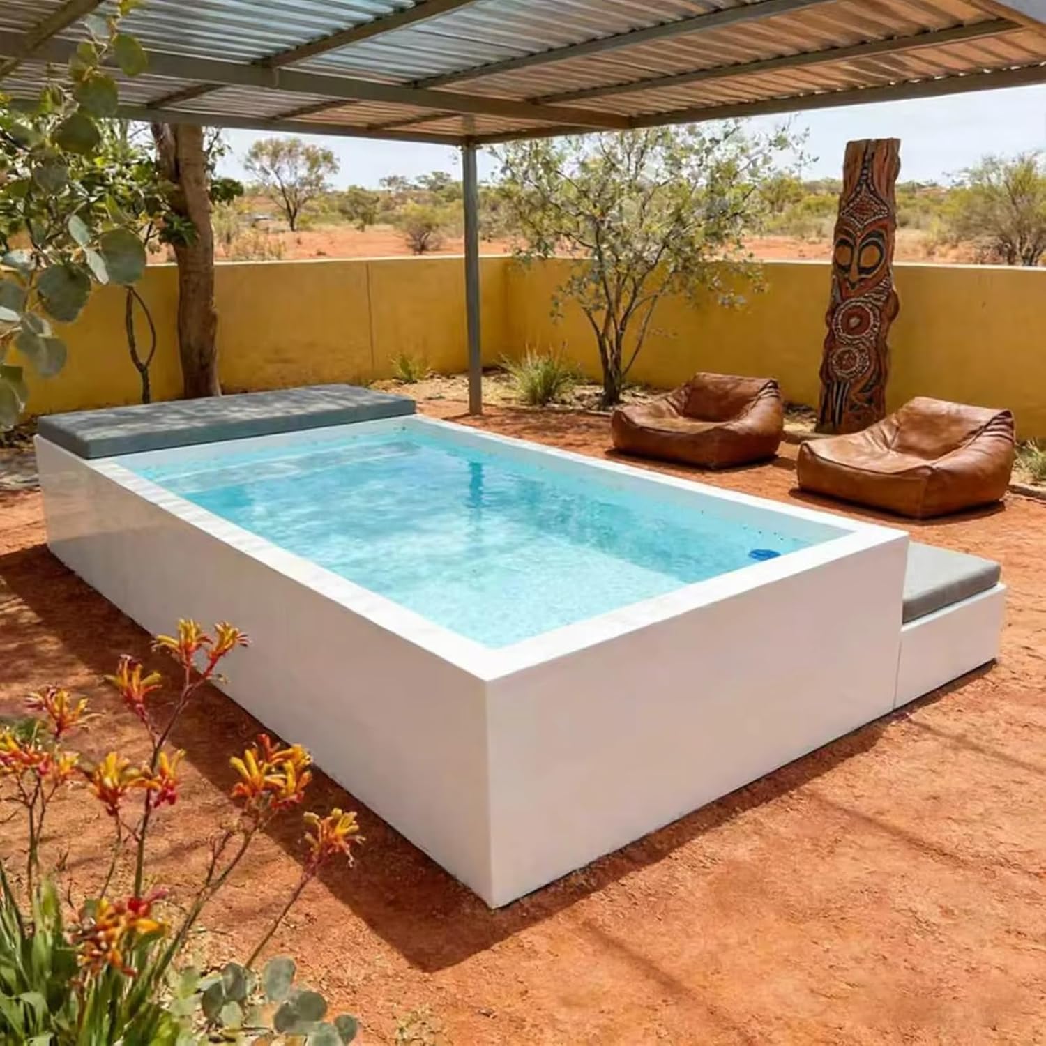 Swimming Pool with Sofa Durable Low Maintenance Pool for Family Residential Garden
