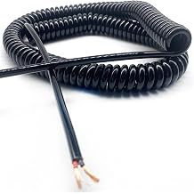 Spring Sprial Spring Cord 2 Core 1.5mm Square Stretch 1.25 Meters to 9 Meters Spiral Retractable Power Cable Extensible Wire Retractable Coil Size Stretch 2.5 Meters, Color 2 core 1.5mm2