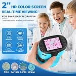 1000X Microscope de poche pour enfants - 4K 2.0" Écran numérique Mini Étendue avec kit de diapositives, Microscopes portables portables rechargeables pour les enfants de 4 à 12 ans