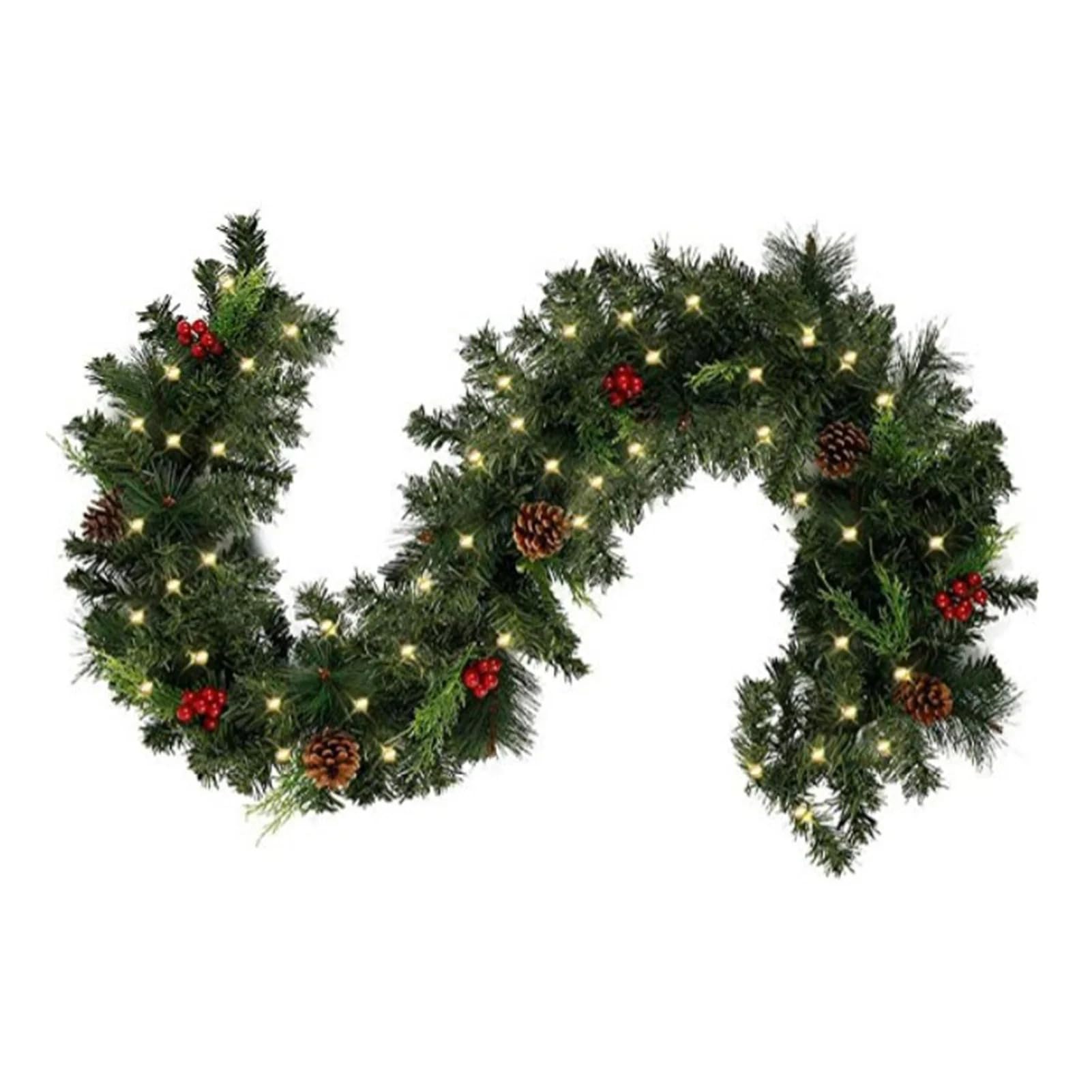 Guirlande de Noël artificielle 2,7m avec LED et pommes de pin