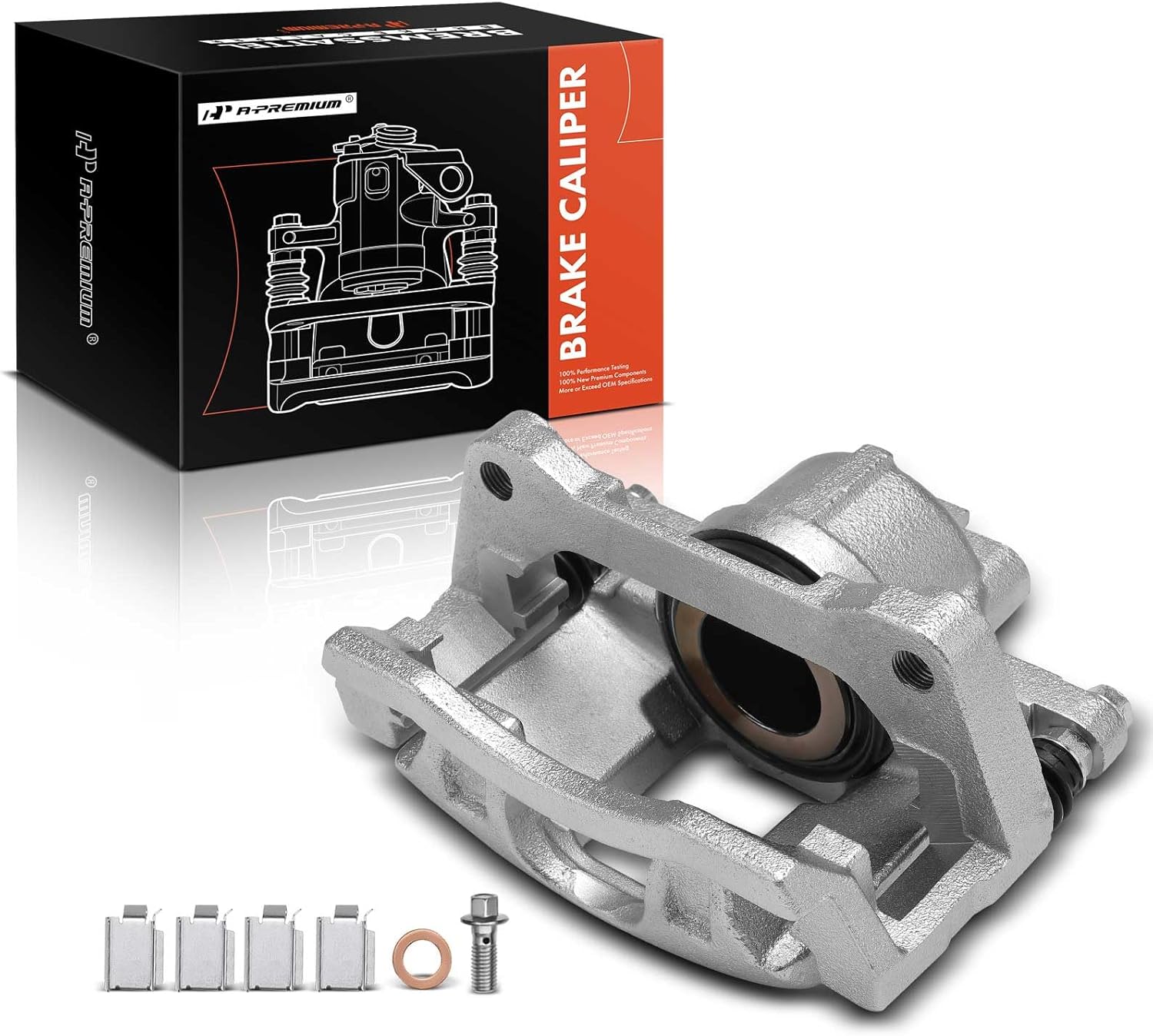 A-Premium Front Disc Brake Caliper Assembly with Bracket Compatible with Select Chrysler, Dodge, Jeep, Ram and Volkswagen Models - Town & Country, Grand Caravan, Nitro, Liberty, Wrangler, C/V, Routan