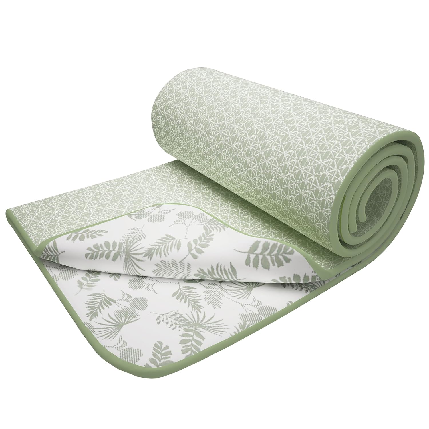 Story@Home Dohar Double Bed Cotton 100% | 150GSM 225 x240 cm Quilt Cooling Blankets for Monsoon | AC Comforter Double Bed | Light Green & White Floral Reversible Design Duvet | All-Season Blanket