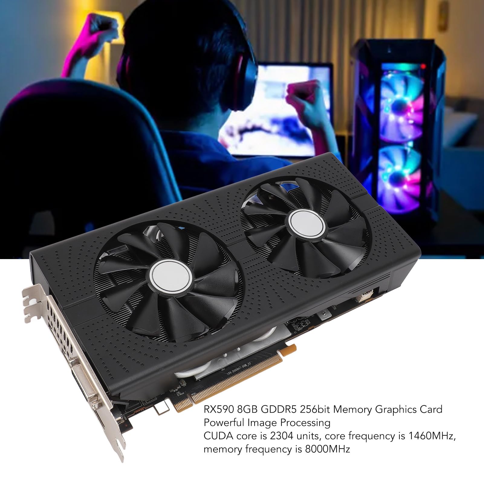 Amazon | RX590 8GBグラフィックカード、GDDR5 256ビットGPU、PCIE 3.0