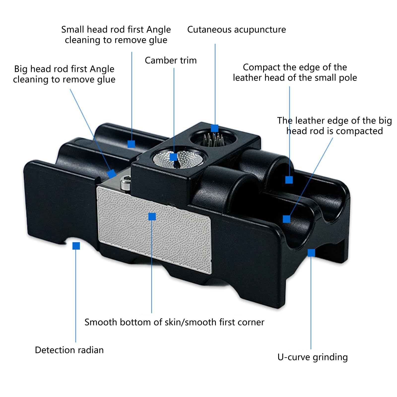 KAIXINXIN Pool Cue Tip Shaper Tool 9 in 1 Billiard Cue Stick Tip Tool Suffer Shaper Tapper Aerator Radius Gauge Multifunctional