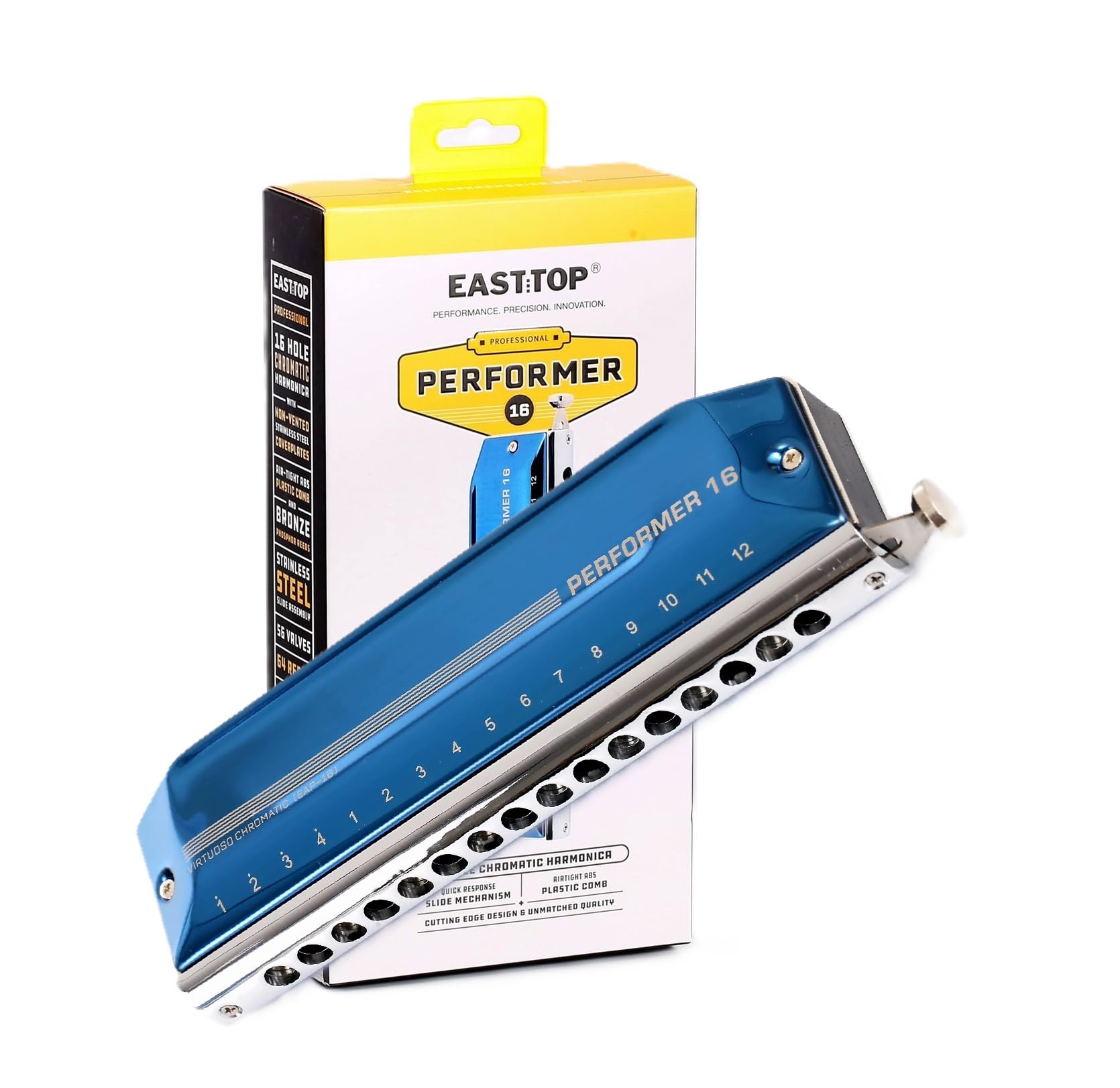Easttop ET-12 Chromatic Harmonica, Mouth Organ 12 Holes, Key of C, Professional Grade, Black for Adult Beginners and Professionals Sold by TechnoBuyers-picture-33