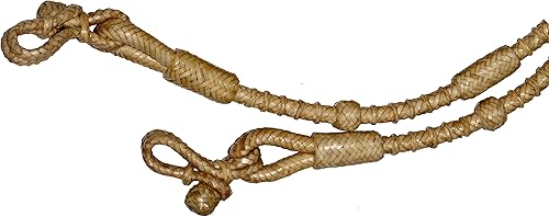 Miniatura 4 de Horse Western Tack - Cuerda de nailon trenzada de 8.5 pies con nudos marrones, piel cruda, trenzada a mano, cuerda de rancho Romal Romel, 52 pies