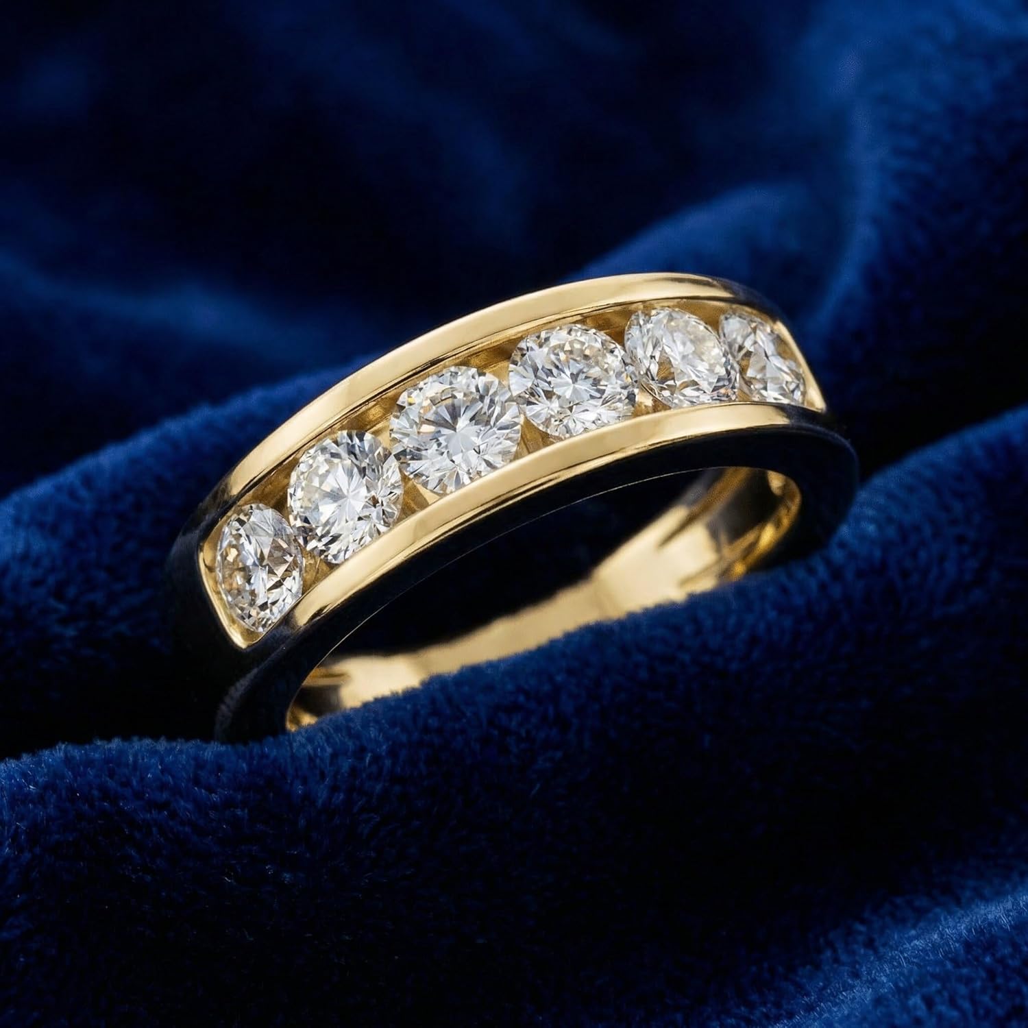 Pompeii 1Ct Diamond Channel Set Wedding Band Mens Ring 14k Yellow Gold Lab Grown (G/H,VS2-SI1)