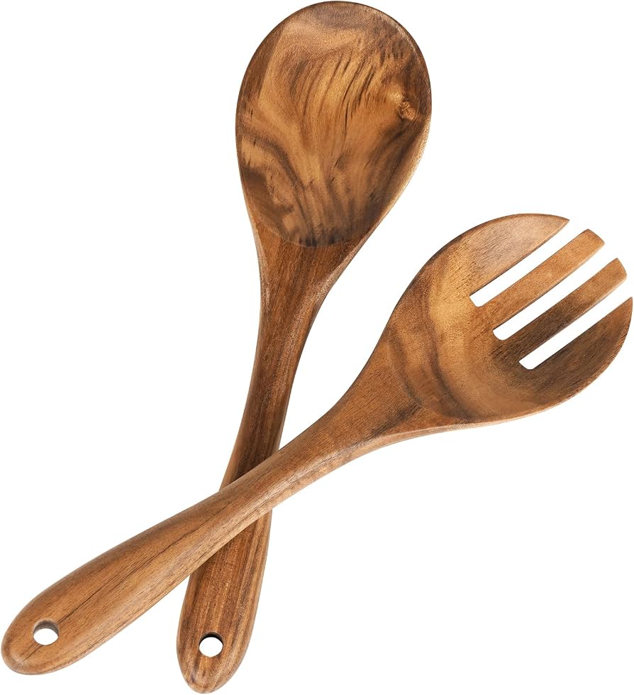 Salad Tongs, Wooden Spoons, Salad Tongs for Serving, 10-inch Serving Utensils Set Salad Servers Set Kitchen Cooking Utensil