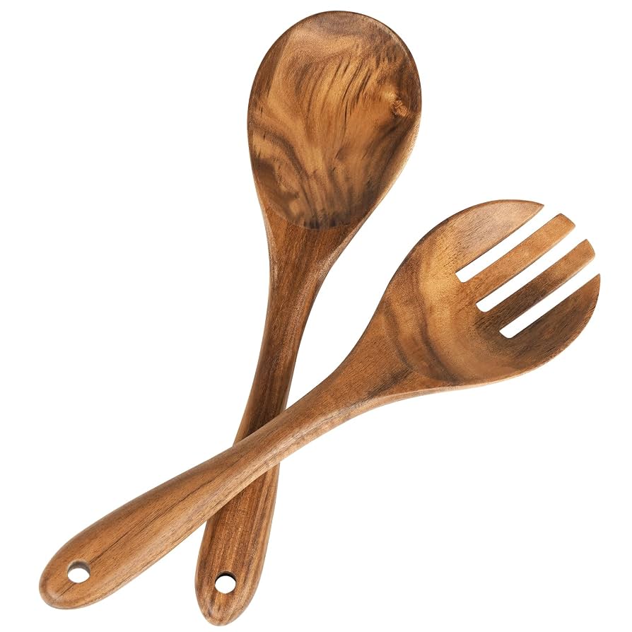 Salad Tongs, Wooden Spoons, Salad Tongs for Serving, 10-inch Serving Utensils Set Salad Servers Set Kitchen Cooking Utensil