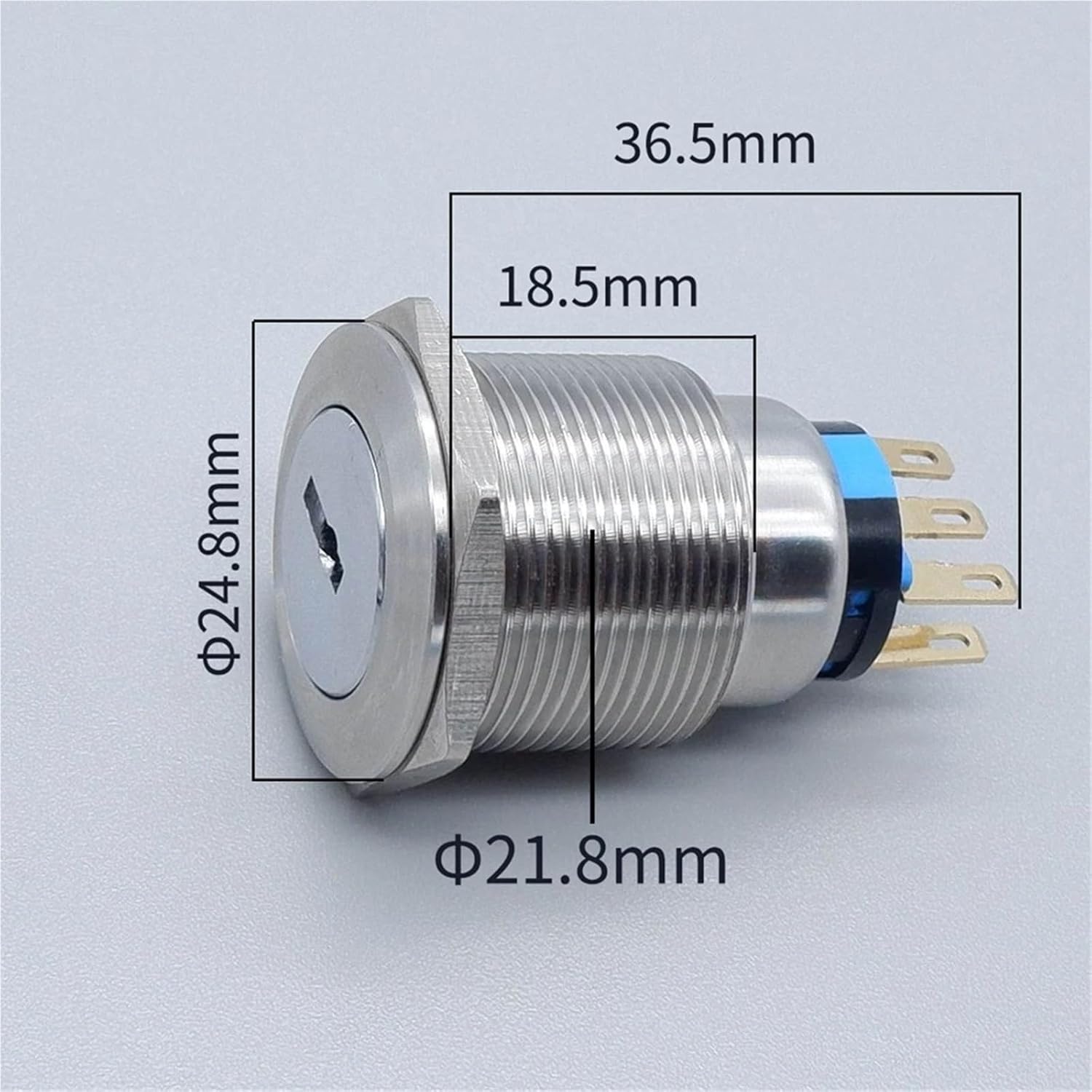 22mm Metal Selector Key Switch 2/3 Position Stainless Steel Self-Locking Fixation Knob Switch Waterproof Button with Key 1NO1NC(Locking_2NO2NC 3P_NO)