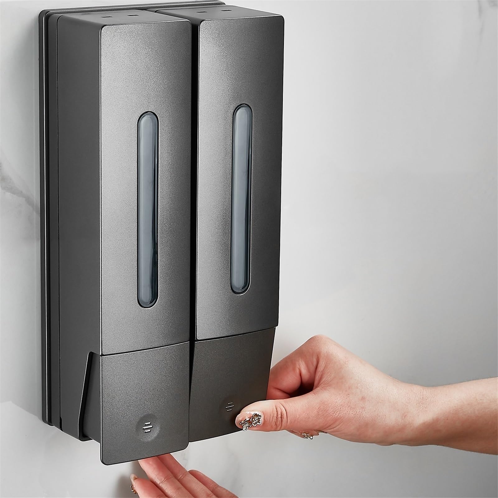 Dispensador de jabón Dispensador de jabón plástico Pared con dosificador for hogares, hoteles y baños Dispensador de Bomba de loción(Negro)
