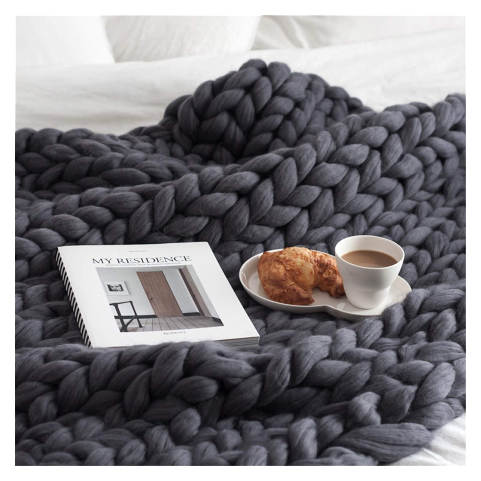 Włóczki do ręcznego dziergania, Chunky Yarn For Hand Knitting Crocheting Blanket Hat Scarf Multicolor(Blue 1000g)