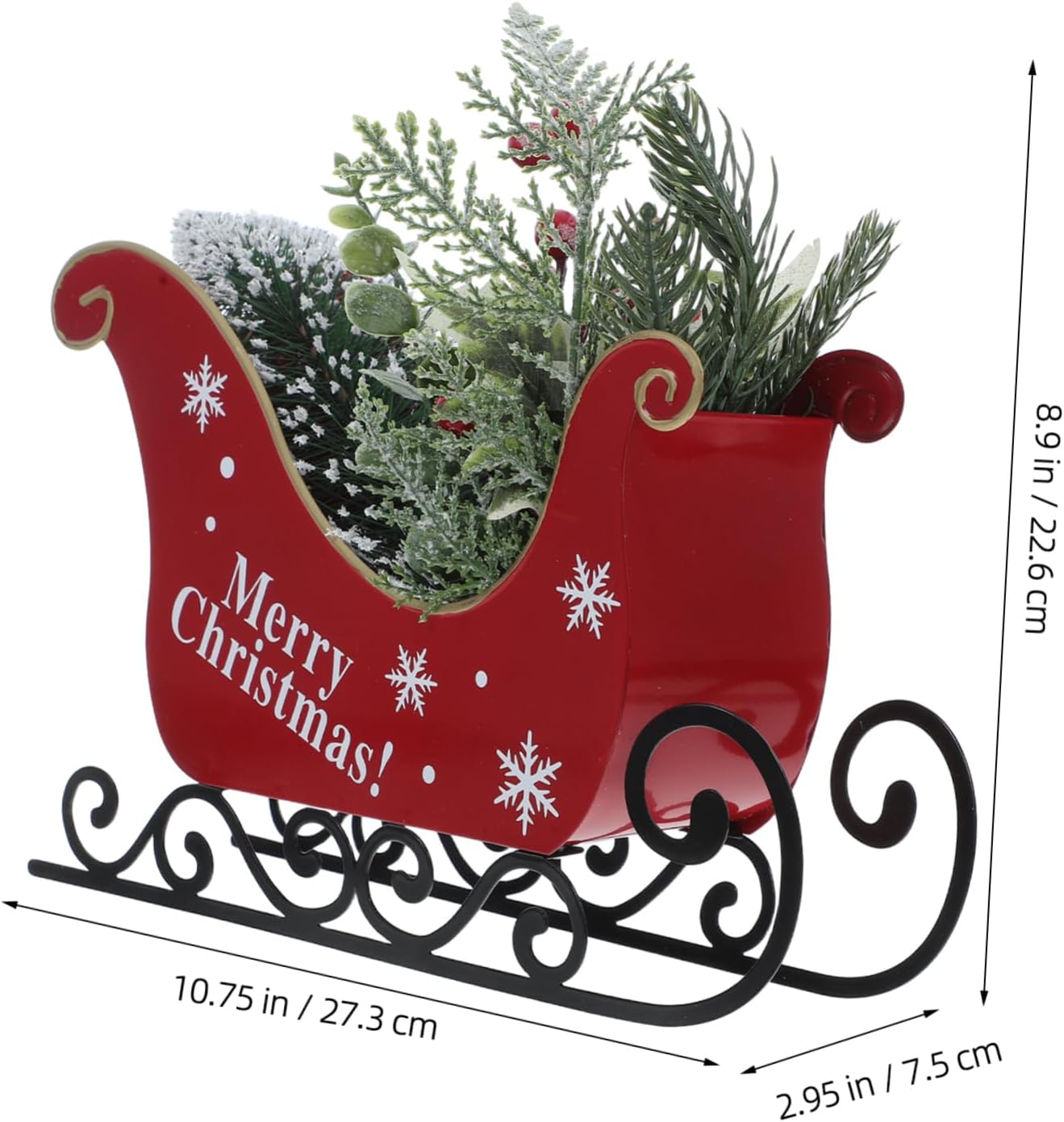 Christmas Sleigh Decor Iron Tabletop Figurine for Xmas