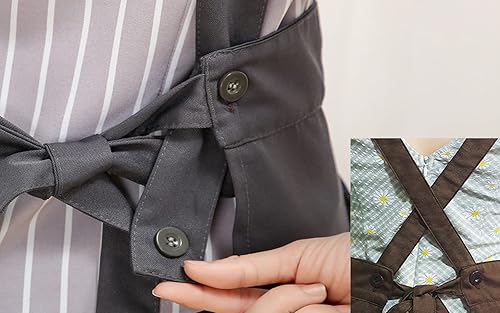 Miniatura 10 de Lindos delantales de cocina retro delantales de cocina delantales ajustables con volantes para cafetería, tienda, horneado, jardinería