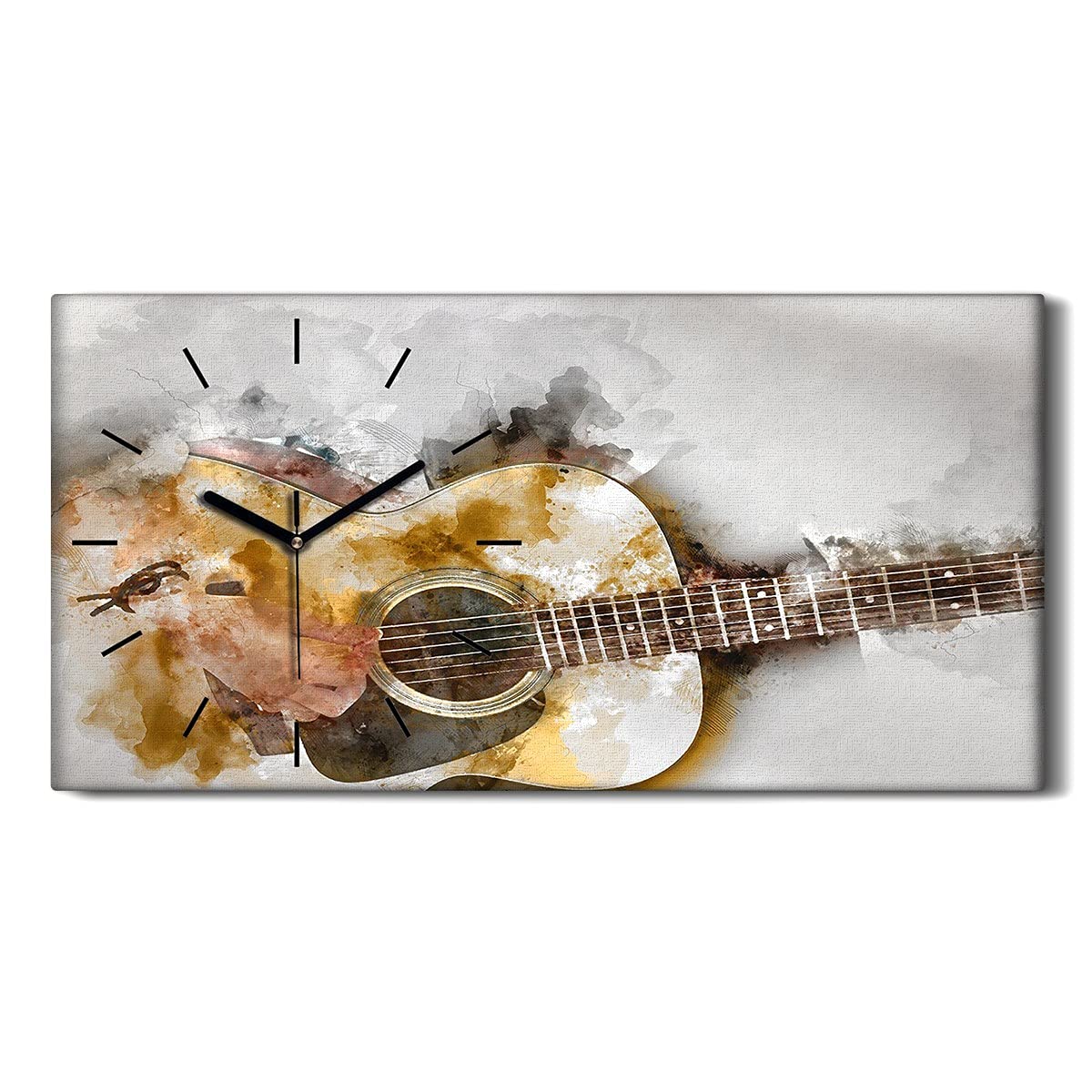 Horloge sur Toile Salon et Chambre - Décoration Murale Guitare Silencieuse