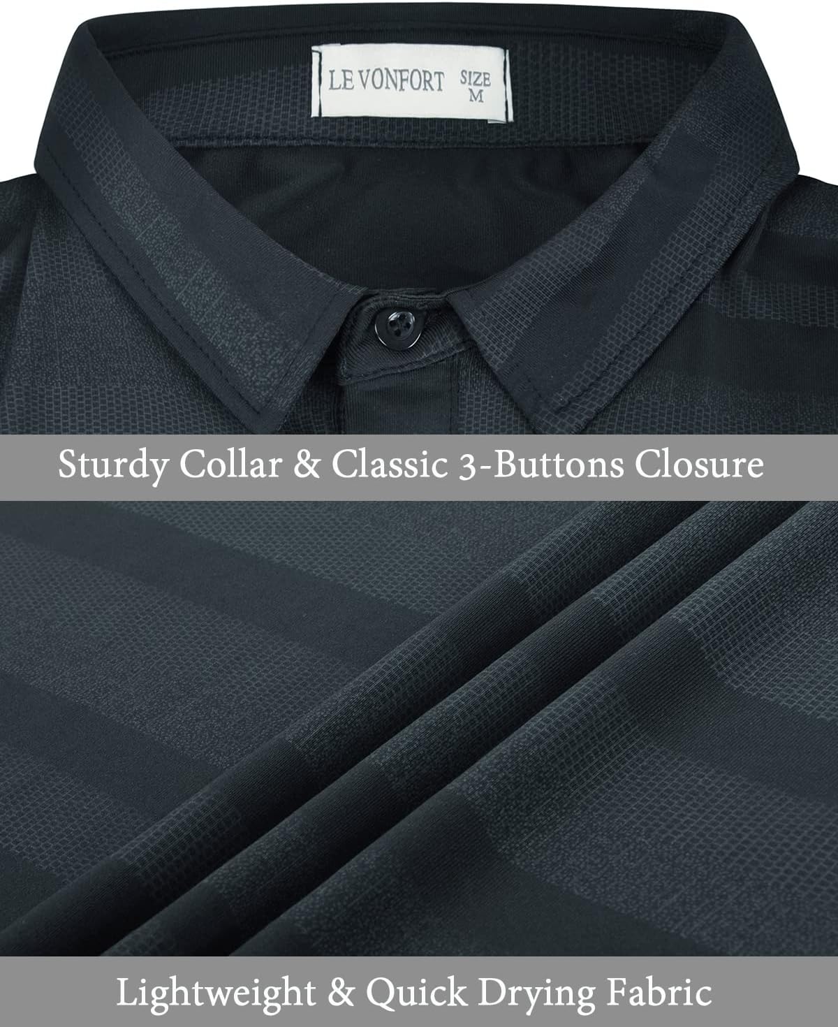 Long Sleeve Polo Shirts for Men Casual Dress Polo Tee Shirts Lightweight Quick Dry Collared Golf Shirt