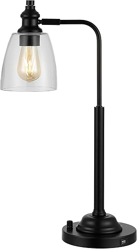 Miniatura 4 de SAFAVIEH Lighting Collection Rino - Lámpara de mesa industrial rústica de hierro negro de 23 pulgadas para dormitorio, sala de estar, oficina,