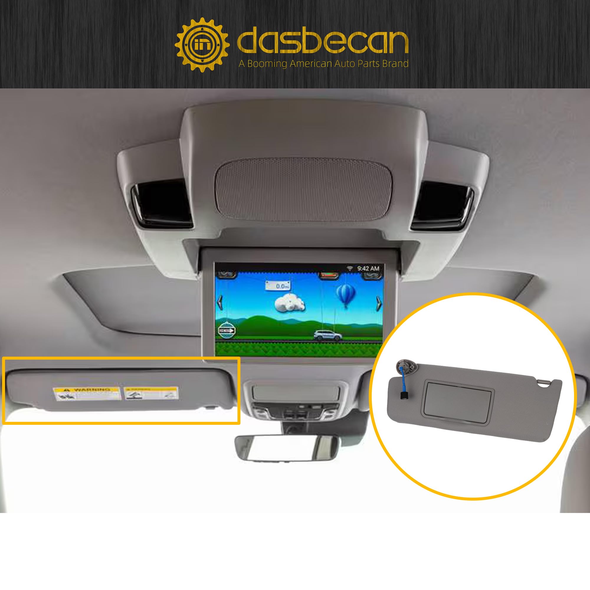 Grey Left Driver & Right Passenger Side Sun Visor With Mirror For Honda Pilot Ridgeline RTL 2017 - View #2