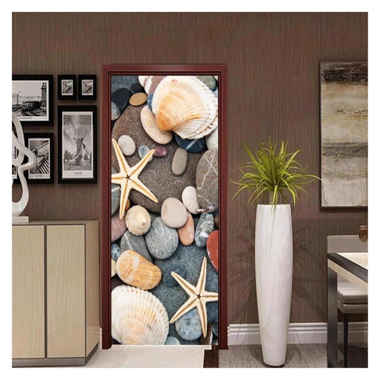 Sticker de porte plage 77x200cm autocollant mural trompe l'œil
