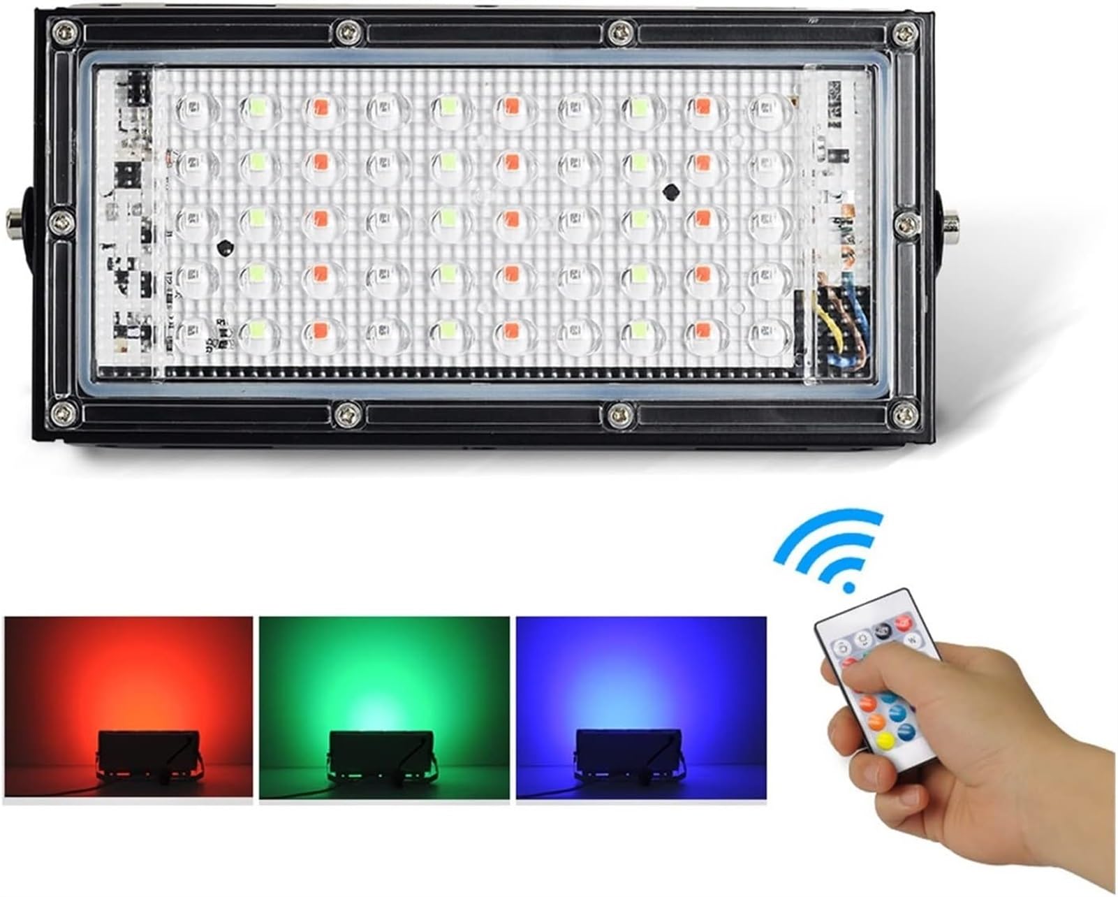 lampy solarne， Lampa uliczna LED IP65, czerwono-niebiesko-zielona, ​​do oświetlenia ogrodu, podwórka, garażu i bram(RED 50W)