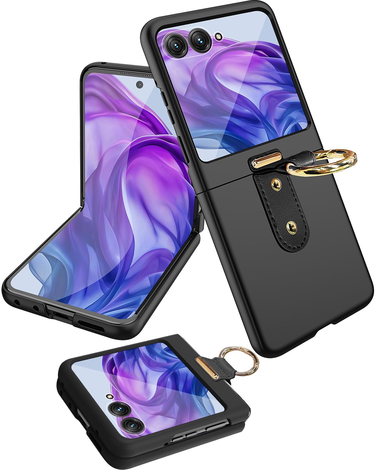 Miimall Hülle Für Motorola Razr 50 – Mit Ring-Ständer & Externem Bildschirmschutz, Ultradünn & Stoßfest