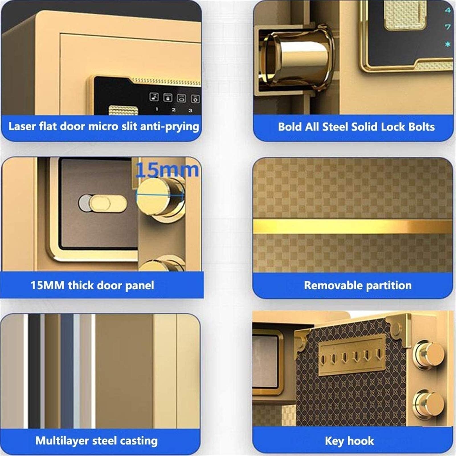 Cassetta di sicurezza elettronica digitale, casseforti da armadio Cassetta di sicurezza impermeabile ignifuga per ufficio domestico Cassetta di cassa di hotel Cassetta di sicurezza per farmaci in co