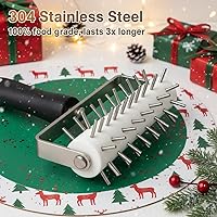 Vista 7 de Rodillo de acero inoxidable para masa de pizza, perforador de agujeros, herramienta de acoplamiento para pastel de pizza, galletas, pan de pastelería