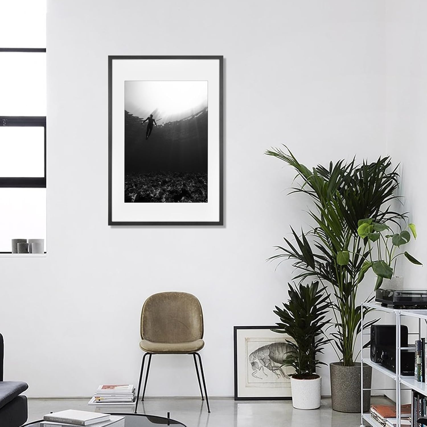 A1 Picture Frame (23.4 x 33.1 inches), Solid Wood Black Wood Poster Frame-Horizontal and Vertical Wall Hanging for Home, Exhibition, Caffe(Black)