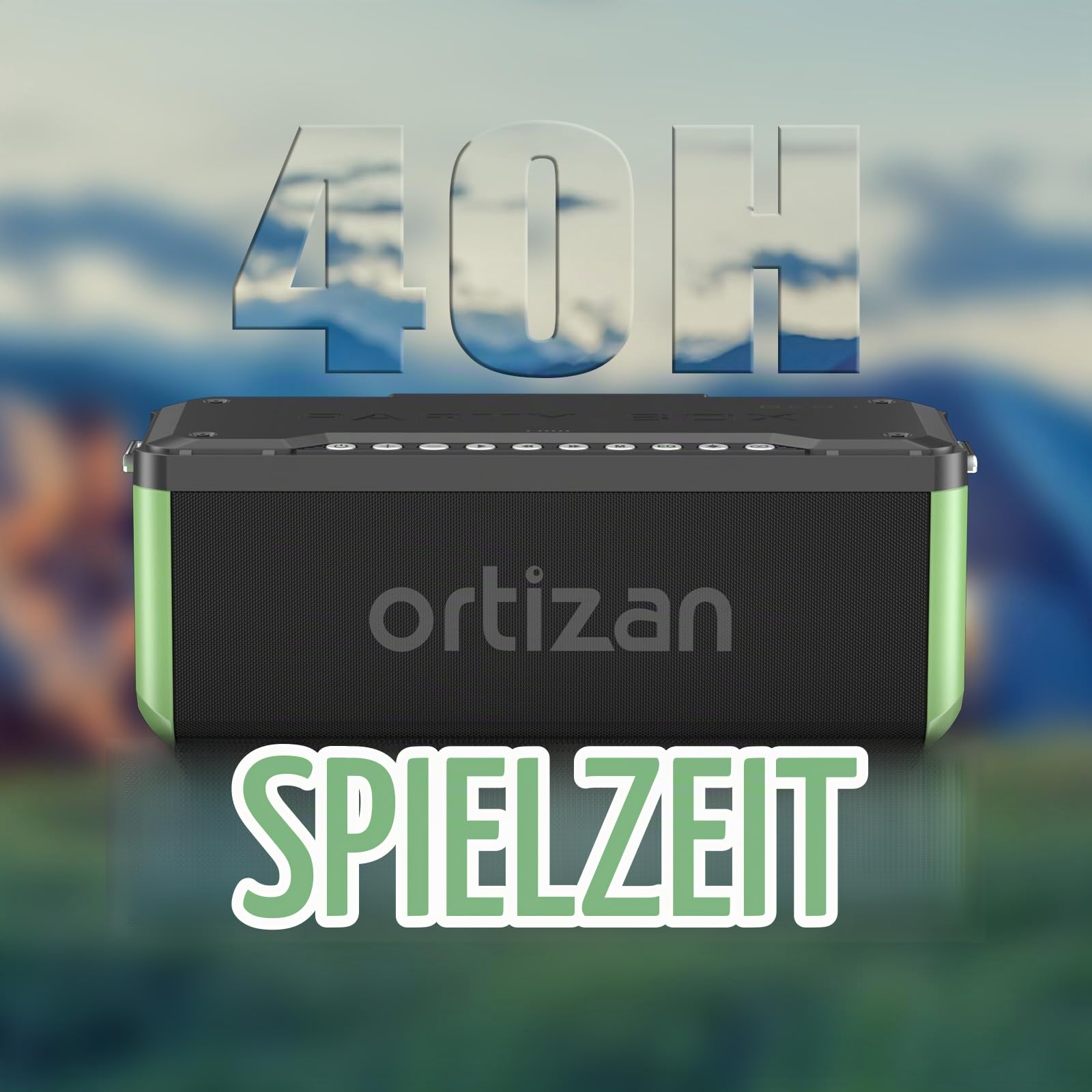 Ortizan Bluetooth Lautsprecher M10 Partybox Bluetooth Boombox, 100W Muiskbox mit IPX7 Wasserfest, LED Lights, Pro EQ, DSP, Power Bank, TF Card, AUX