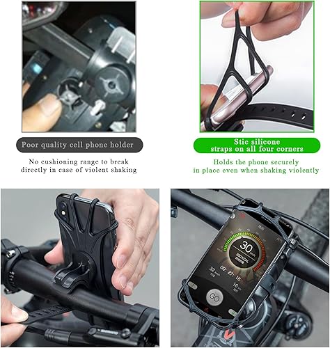 Miniatura 6 de Soporte de teléfono para bicicleta, rotación de 360, soporte de teléfono móvil de bicicleta ajustable con correa ajustable, soporte de silicona