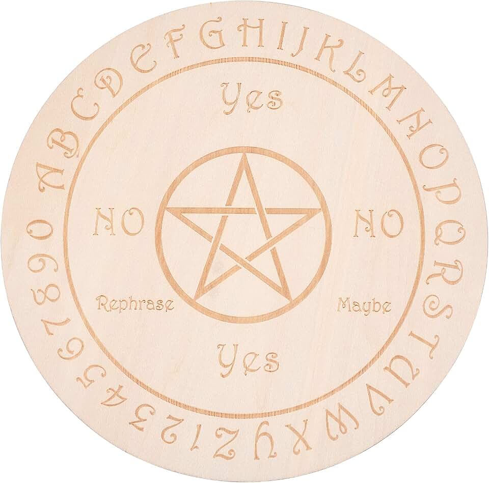 GORGECRAFT Patrones Textos Tablero de Péndulo Adivinación de Madera Metafísica Tablero de Mensajes Tablero de Tallado de Madera Adivinación Brujería Altar Coaster 7.8 pulgada