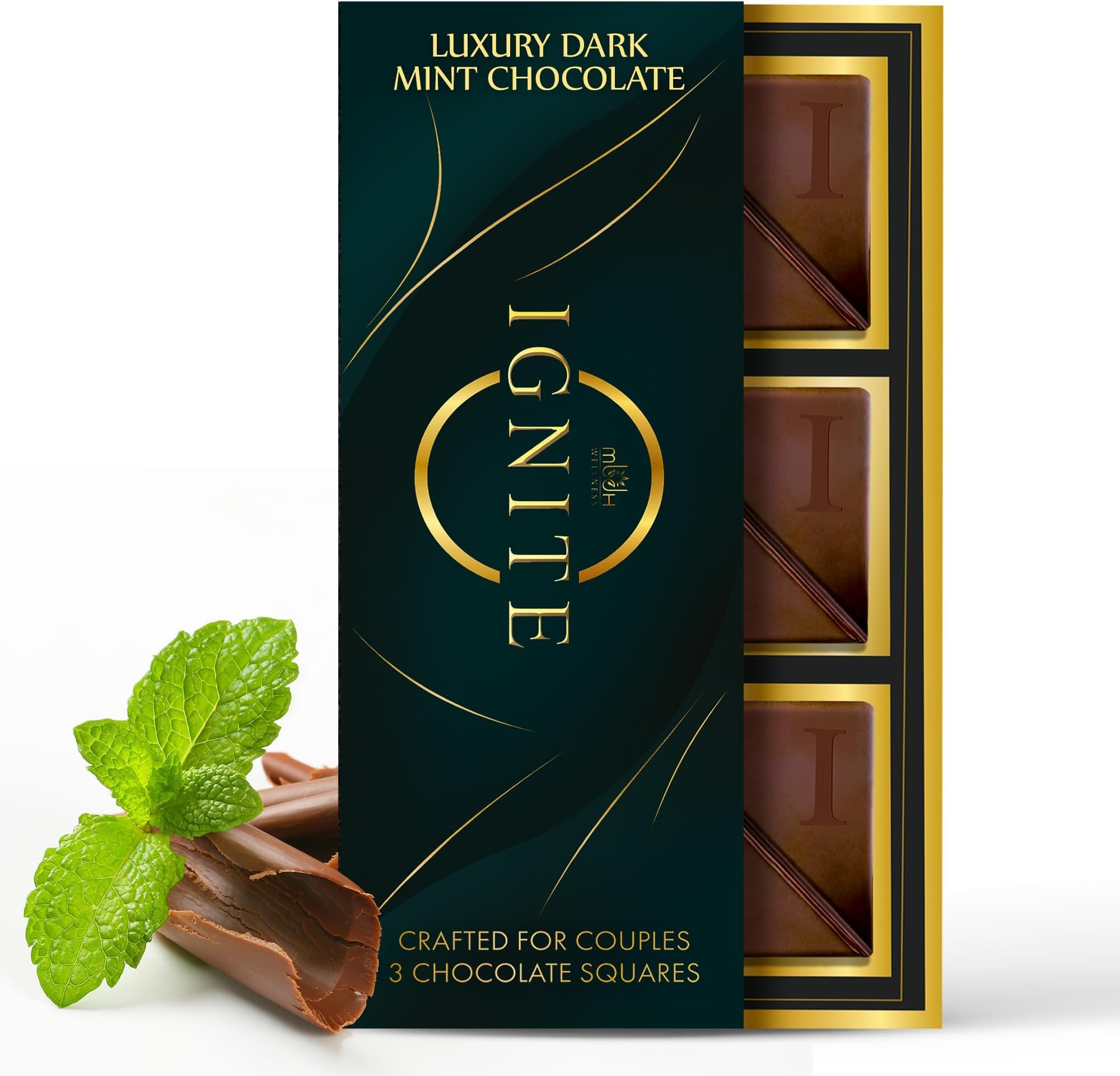 Ignite Mint Chocolate Squares โ 60% Cocoa with Refreshing Mint Flavor โ Gourmet Chocolate Fusion - Pack of 1