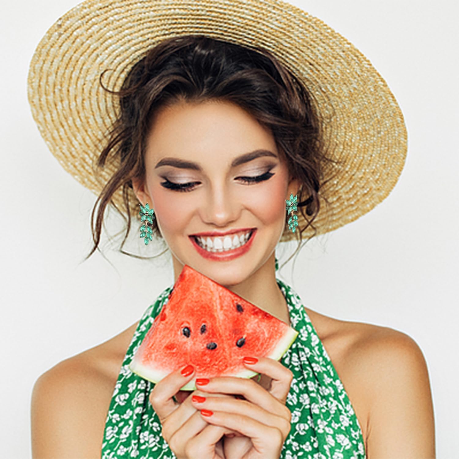 Sparkly Rhinestone Drop Dangle Earrings Wedding Earrings for Brides Bridesmaids Fancy Crystal Leaf Bridal Earrings for Women - Image 4