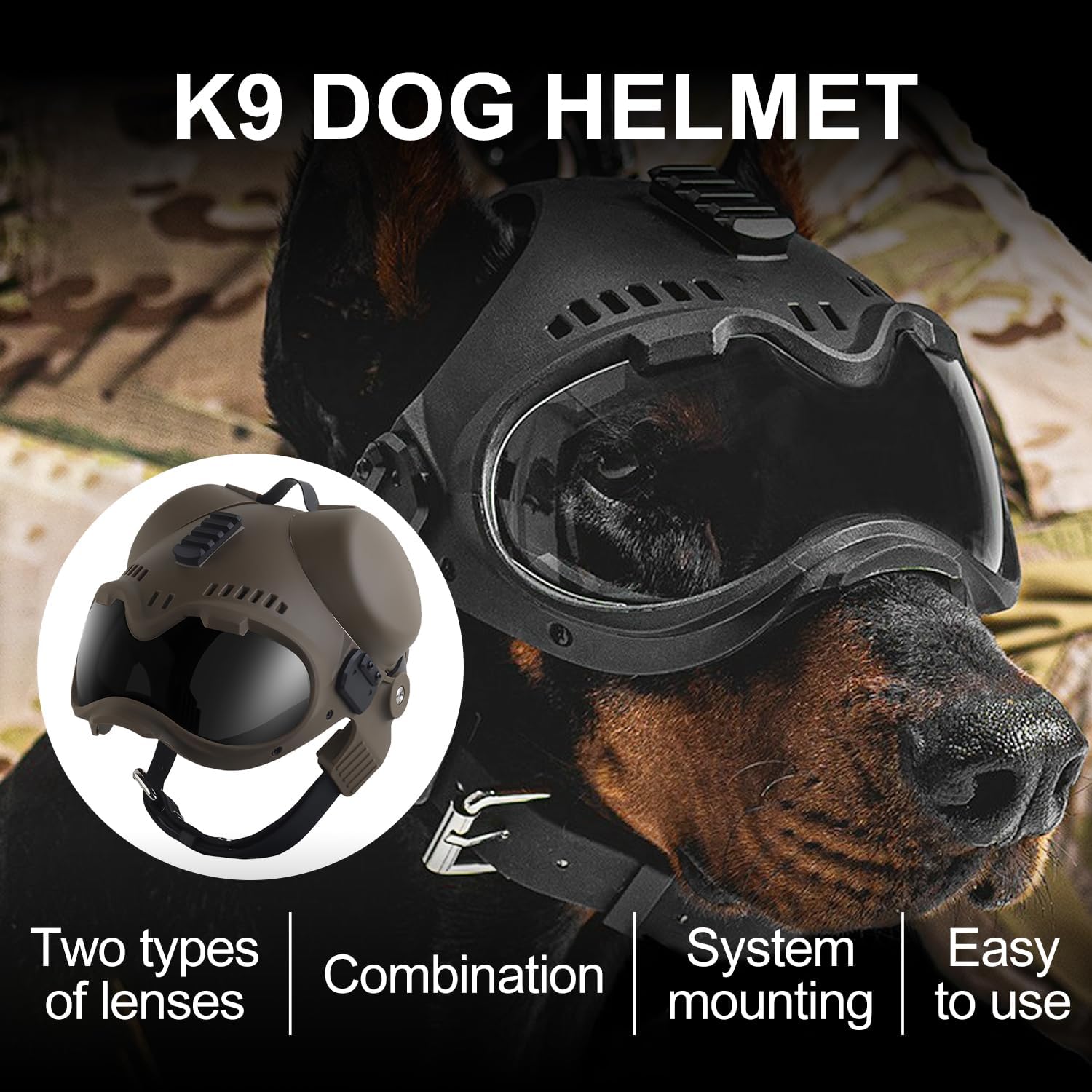 Replaceable Dog Helmet Plastic Lenses- Doggy Sunglasses Lens for Medium Large Breed (Transparent Lens) image 5