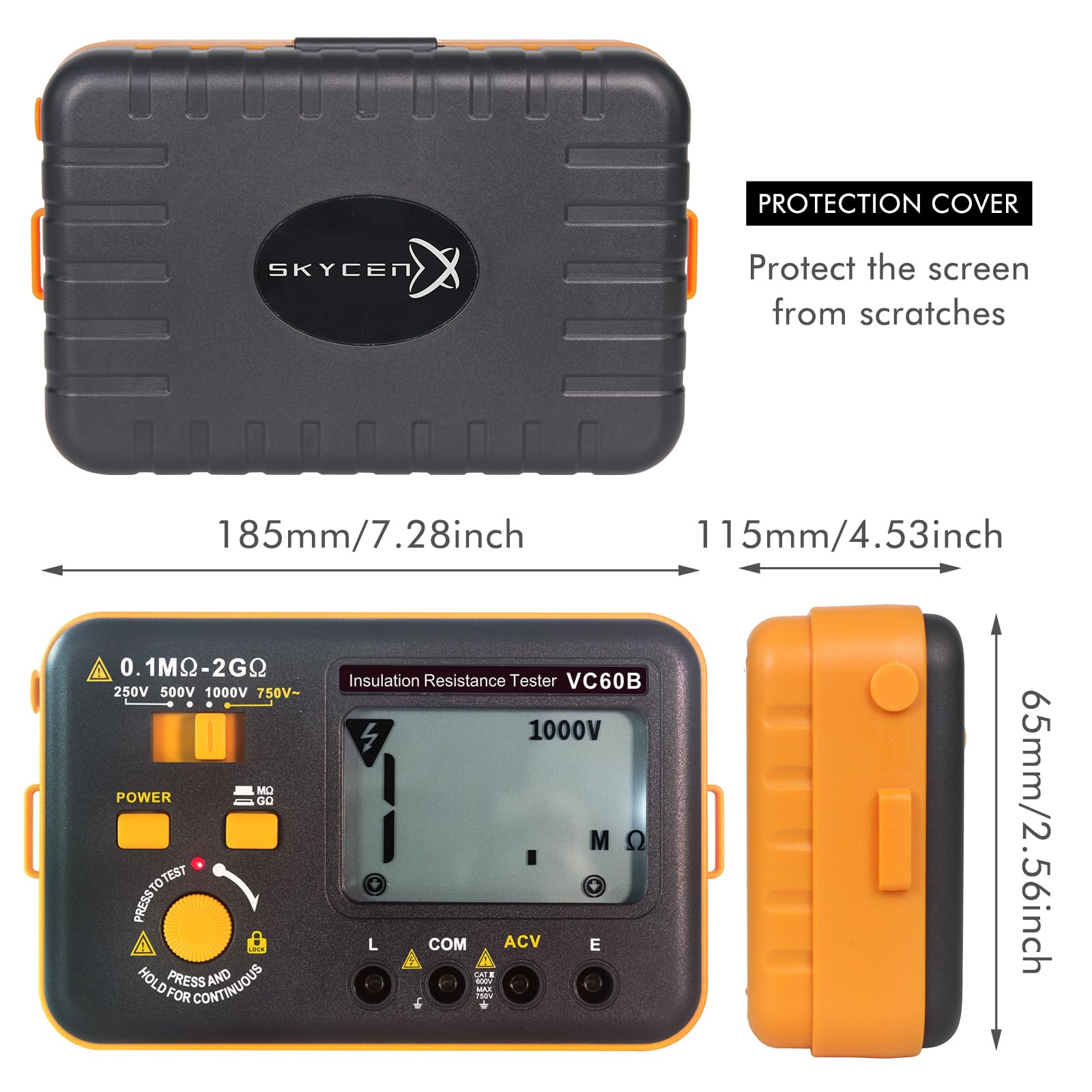 Probador de Resistencia de Aislamiento Megohmmeter Ohmmeter Meter 2GΩ - Resistencia Medición de Voltaje AC 750V - Pantalla LCD