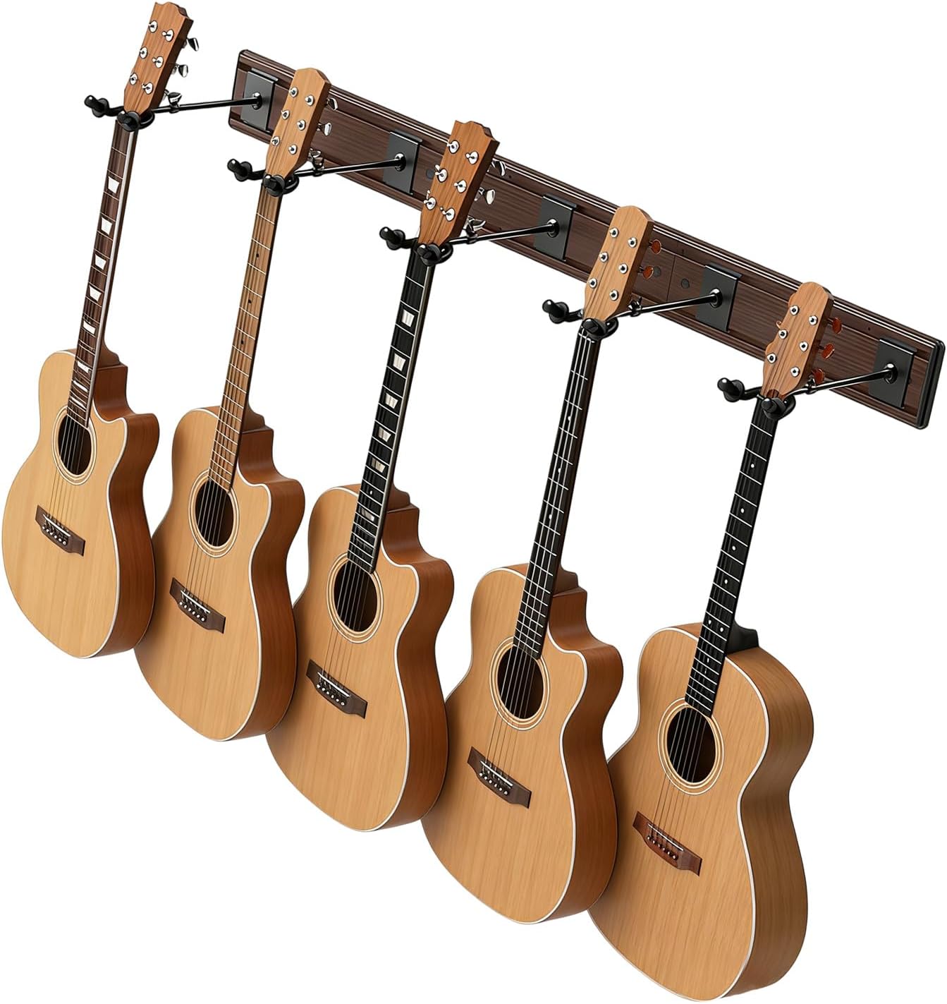 Aluminum Alloy Guitar Rack Holder Holds 5 Guitars Nonslip Bass Guitar Wall Hanger Display Stand