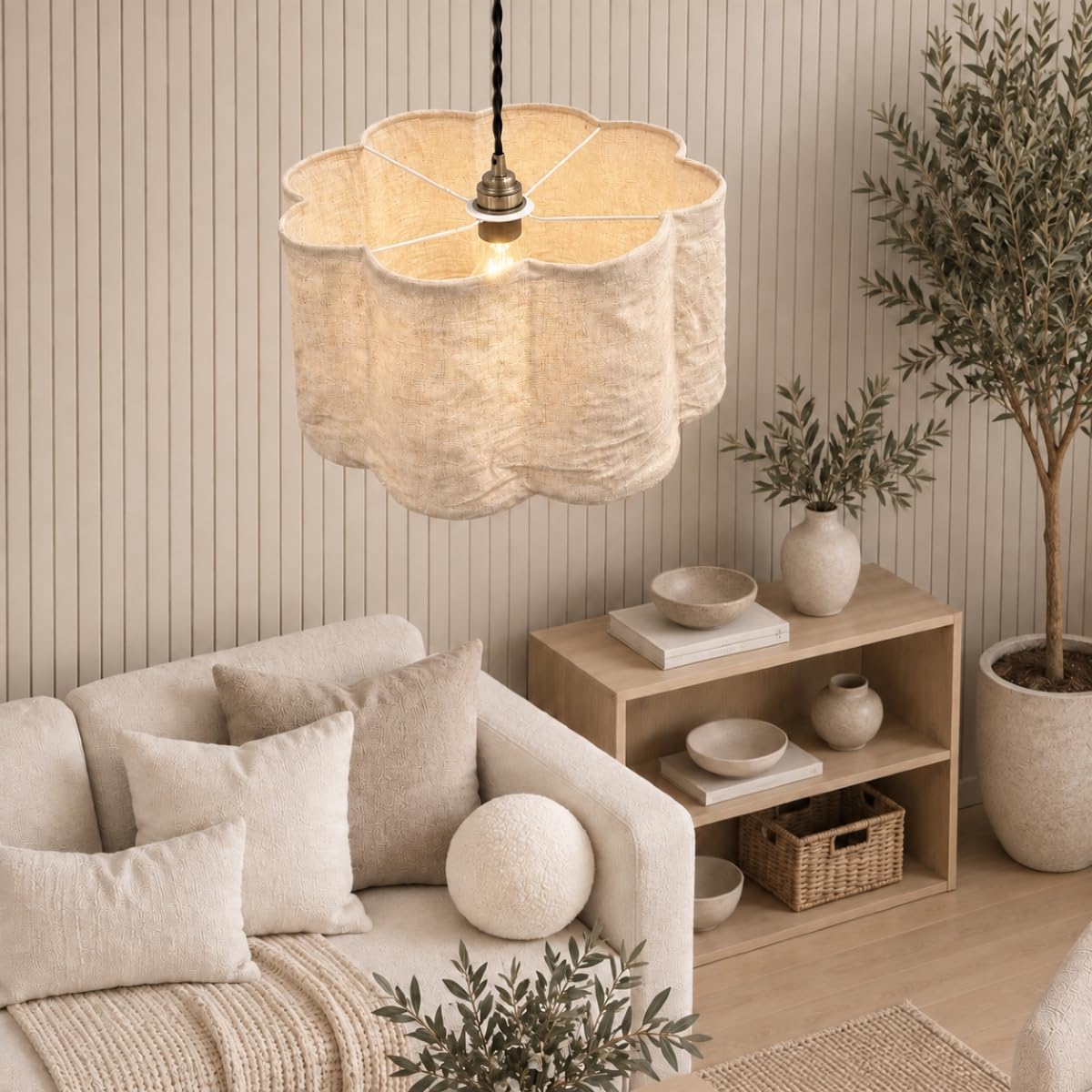 CGC Lighting Indoor Ceiling Lamp Shade for Bedroom Lounge Hallway Landing Table Floor Lamp (Vittoria Oatmeal Linen)