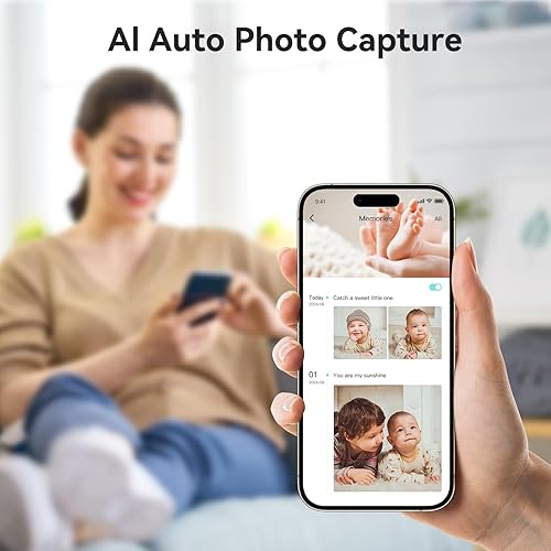 Miniatura 8 de ebemate Monitor de bebé de video WiFi, pantalla de 2.8 pulgadas con cámara de 1080P, visión nocturna sin brillo, conversación de 2 vías y alcance de