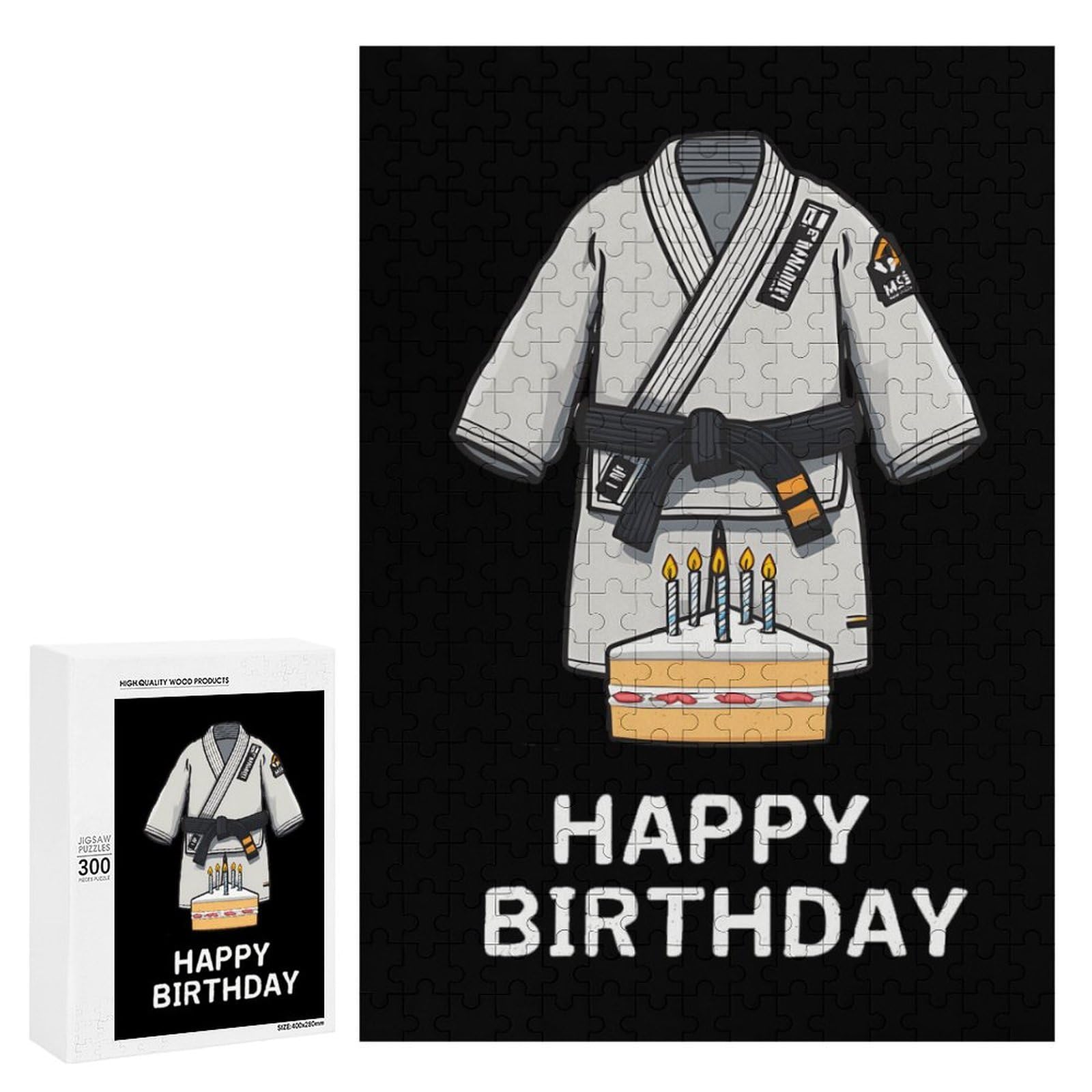Birthday Karate Taekwondo Jiu-Jitsu Wooden Puzzle Funny Creative Puzzle Brain Exercise for Puzzles Lovers 300 PCS