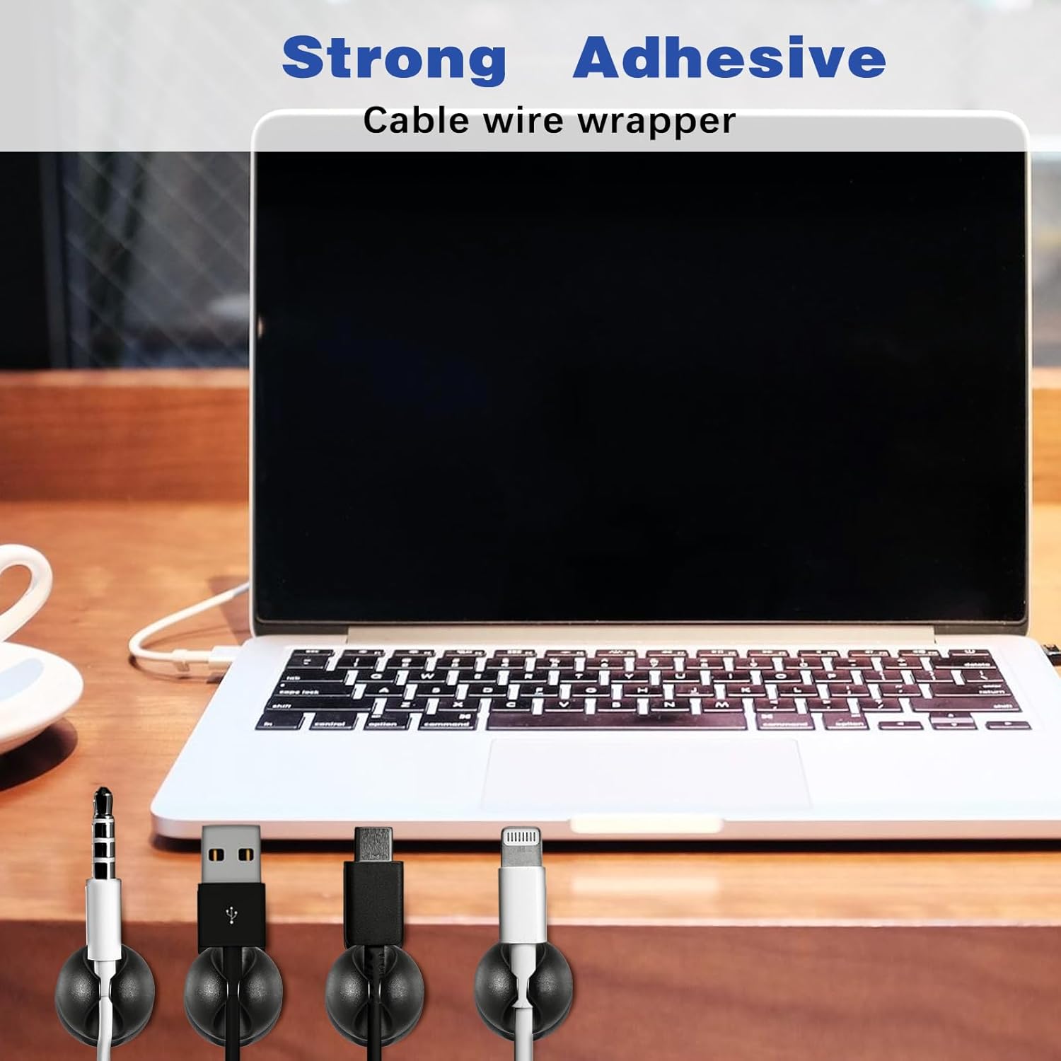 10 Pcs Cord Holder for Desk Cable Clips Charger Holder Znben Cord Organizer Adhesive Management Charger Wire Clips Phone Charging Cables Keepers for Desk Nightstand Car Home(Black)