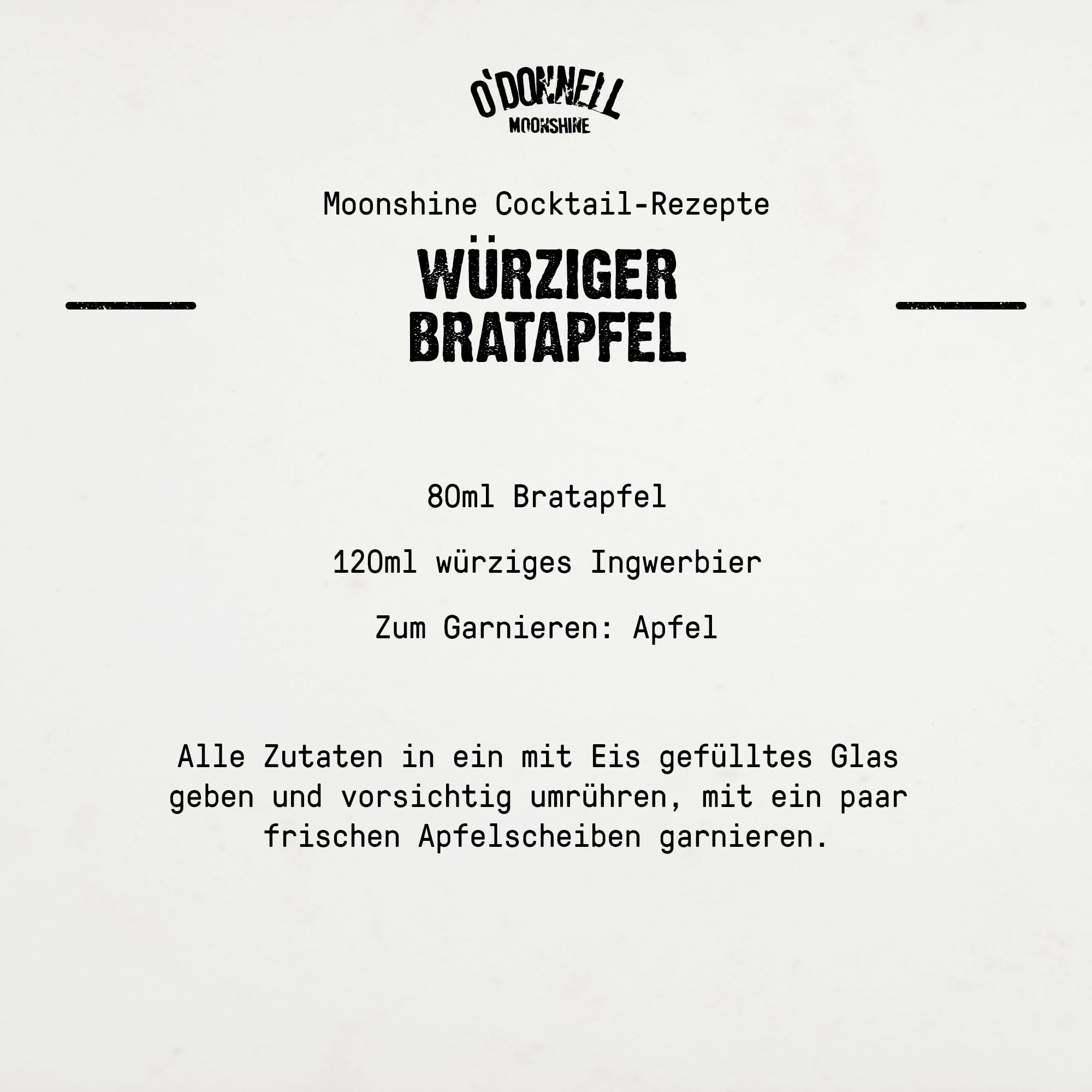 O’Donnell Moonshine Bratapfel Likör (700ml) + Ausgießer – Apfellikör mit Mandel, Zimt & Vanille (fruchtig-frisch) ohne künstliche Aromen – 20% Alkohol im Original Mason Jar – Made in Berlin