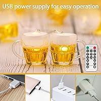 Vista 3 de Guirnalda de luces 3D para taza de cerveza para decoración del día de San Patricio, 10 pies, 15 luces LED con control remoto USB y funciona