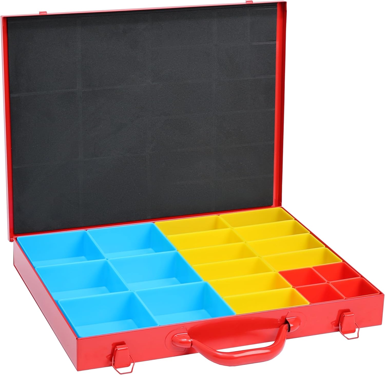 Metal Screw Organizer Box - Nut and Bolt Organizer and Storage with 20 Removable Color-Coded Compartments for Easy Sorting and Customization - High Strength Steel Tool Box in Blue