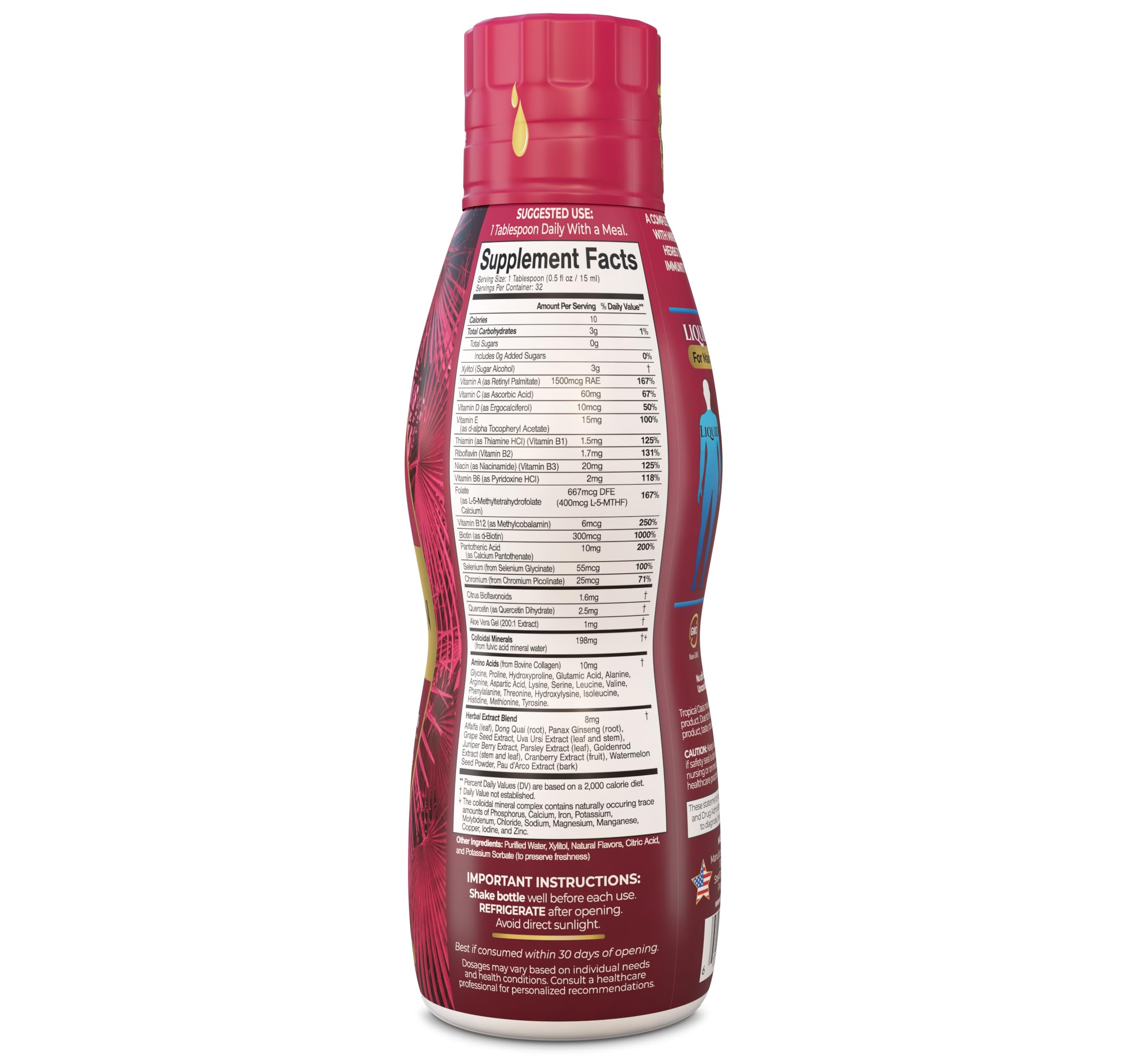 Tropical Oasis Liquid Adult Multivitamin | Sugar Free, Non-GMO, 32 Serv — Amazon image 2