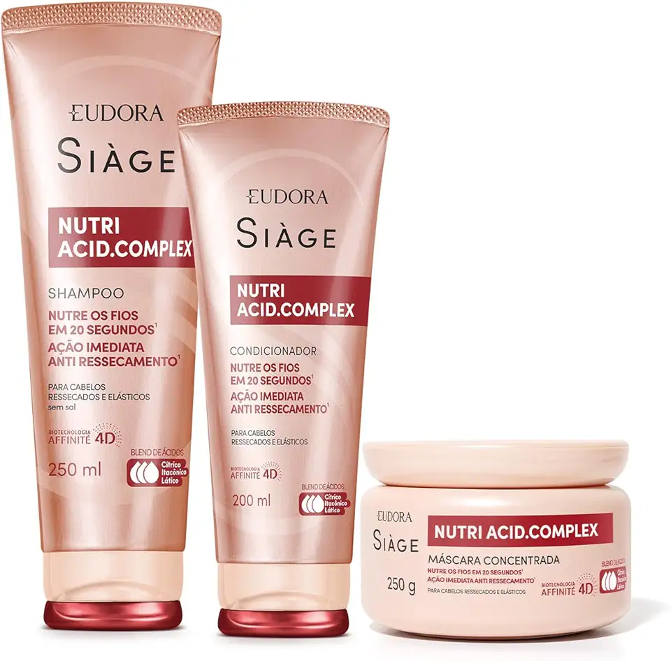 Combo Siàge Nutri Acid.Complex: Shampoo 250ml + Condicionador 200ml + Máscara 250g
