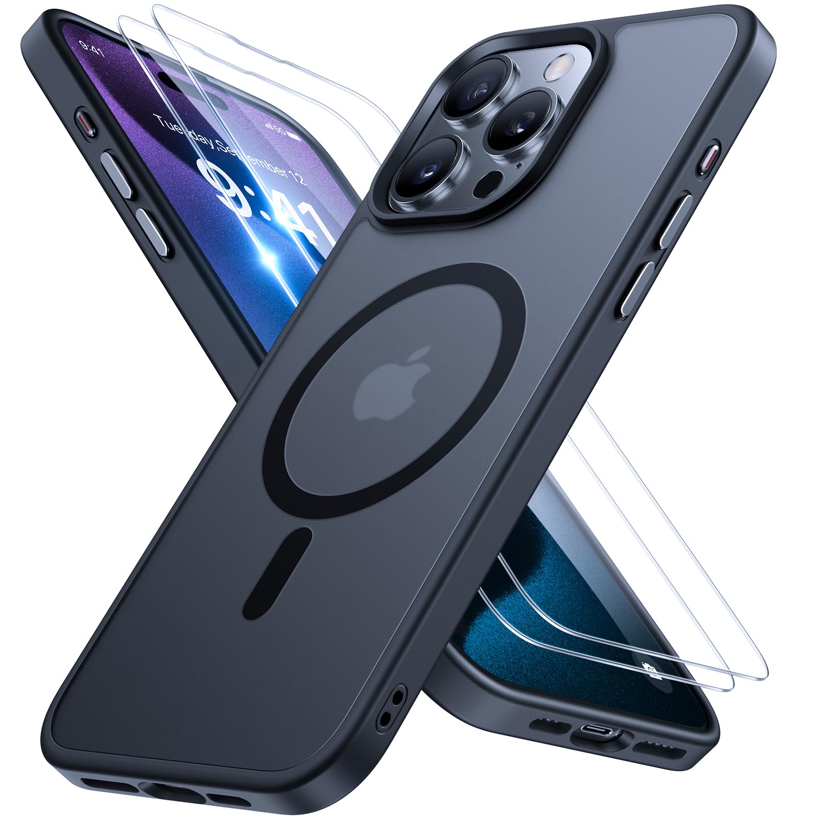 Miracase Magnetisch für iPhone All Series Hülle mit Magsafe [TOP Militärschutz & Magnetkraft] Stoßfest Kratzfest mit Samtiger Haptik Extrem Langlebig Handyhülle für iPhone